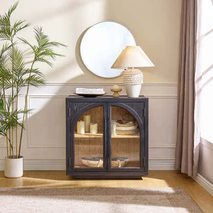 Alvar Arched 32″  Oak Storage Cabinet