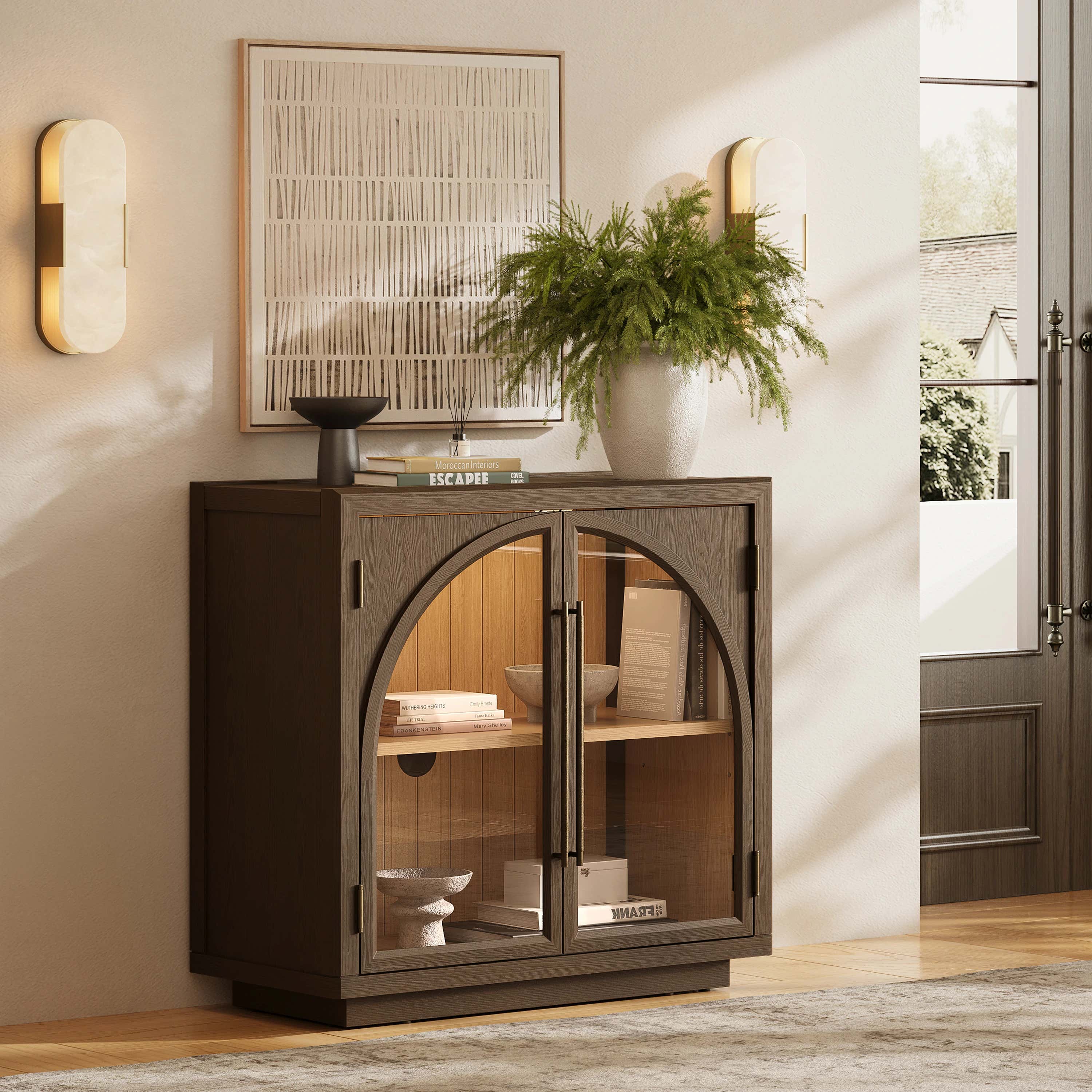 Alvar Arched 32″  Oak Storage Cabinet