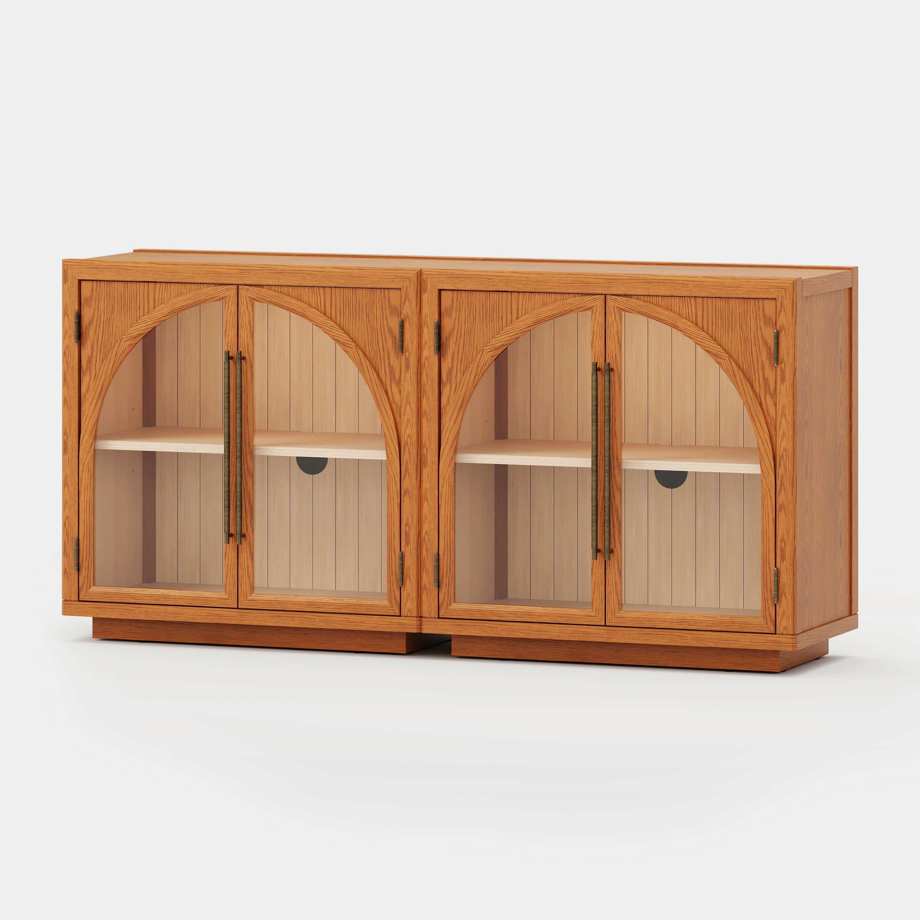 Alvar Arched 63″ Oak Media Console(Set of 2)