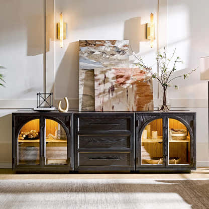 Alvar Arched 94.5″ Oak Modular Media Console(Set of 3)