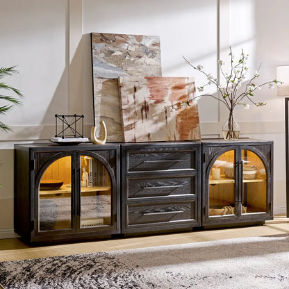 Alvar Arched 94.5″ Oak Modular Media Console(Set of 3)