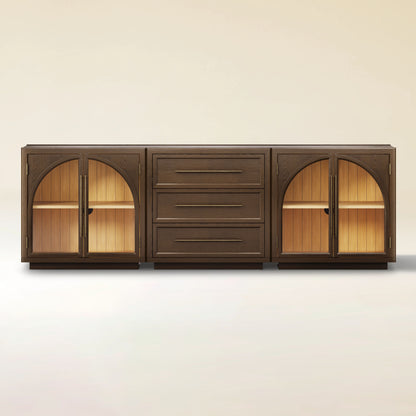 Alvar Arched 94.5″ Oak Modular Media Console(Set of 3)