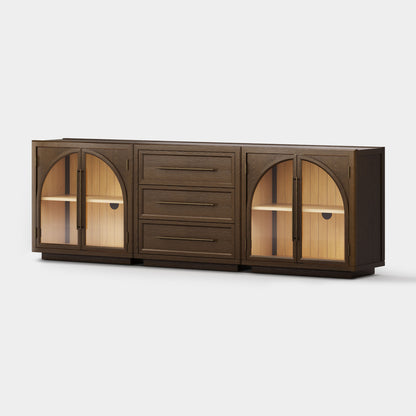 Alvar Arched 94.5″ Oak Modular Media Console(Set of 3)