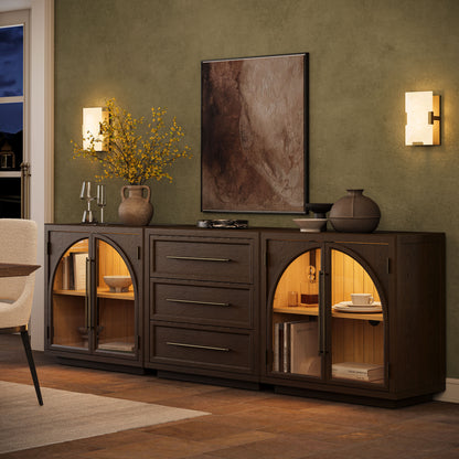 Alvar Arched 94.5″ Oak Modular Media Console(Set of 3)