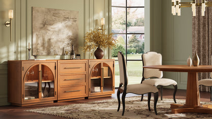 Alvar Arched 94.5″ Oak Modular Media Console(Set of 3)