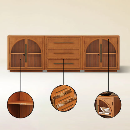 Alvar Arched 94.5″ Oak Modular Media Console(Set of 3)