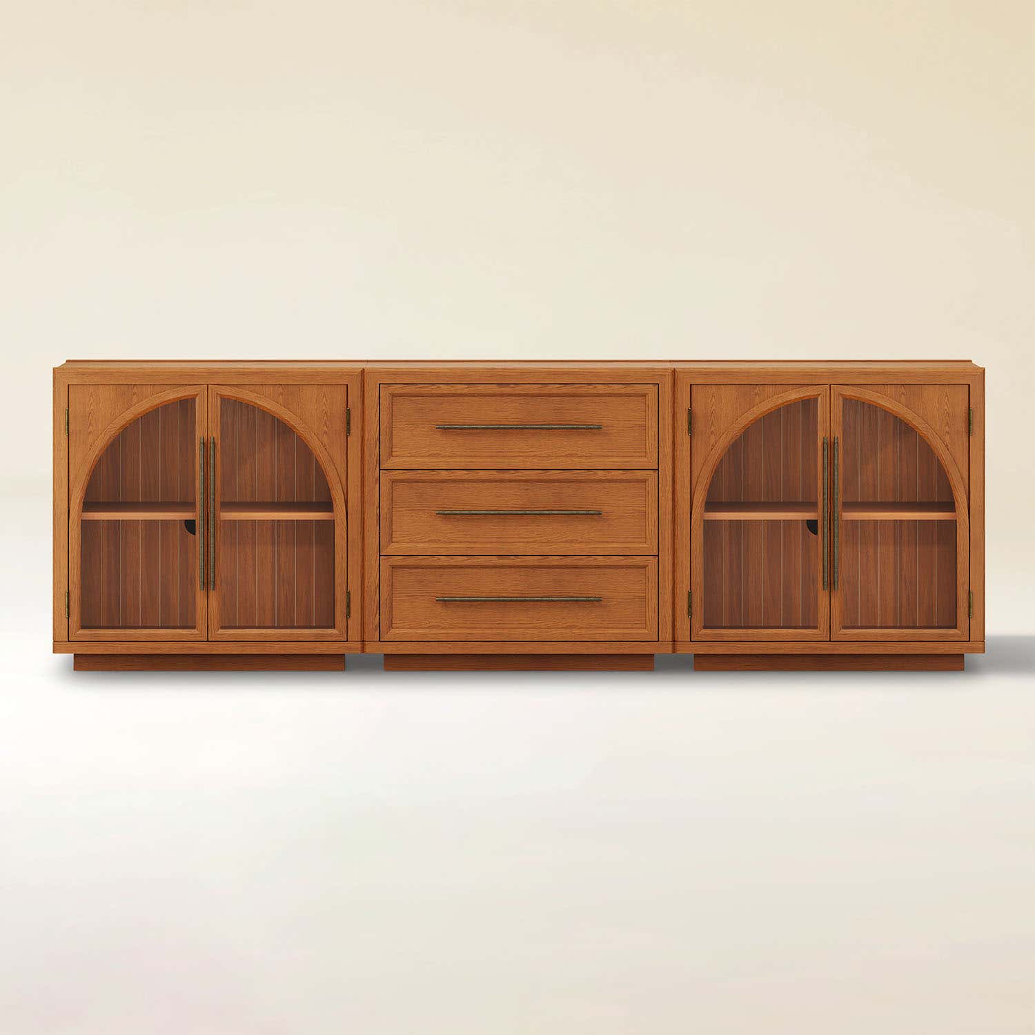 Alvar Arched 94.5″ Oak Modular Media Console(Set of 3)