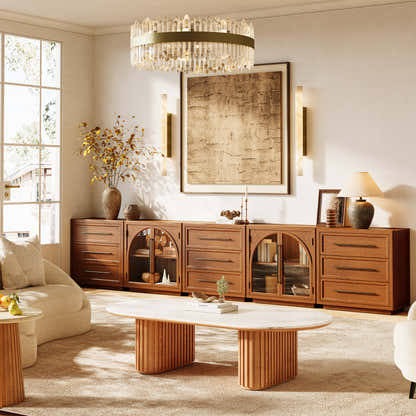 Alvar Arched 157.5″ Oak Modular Media Console(Set of 5)