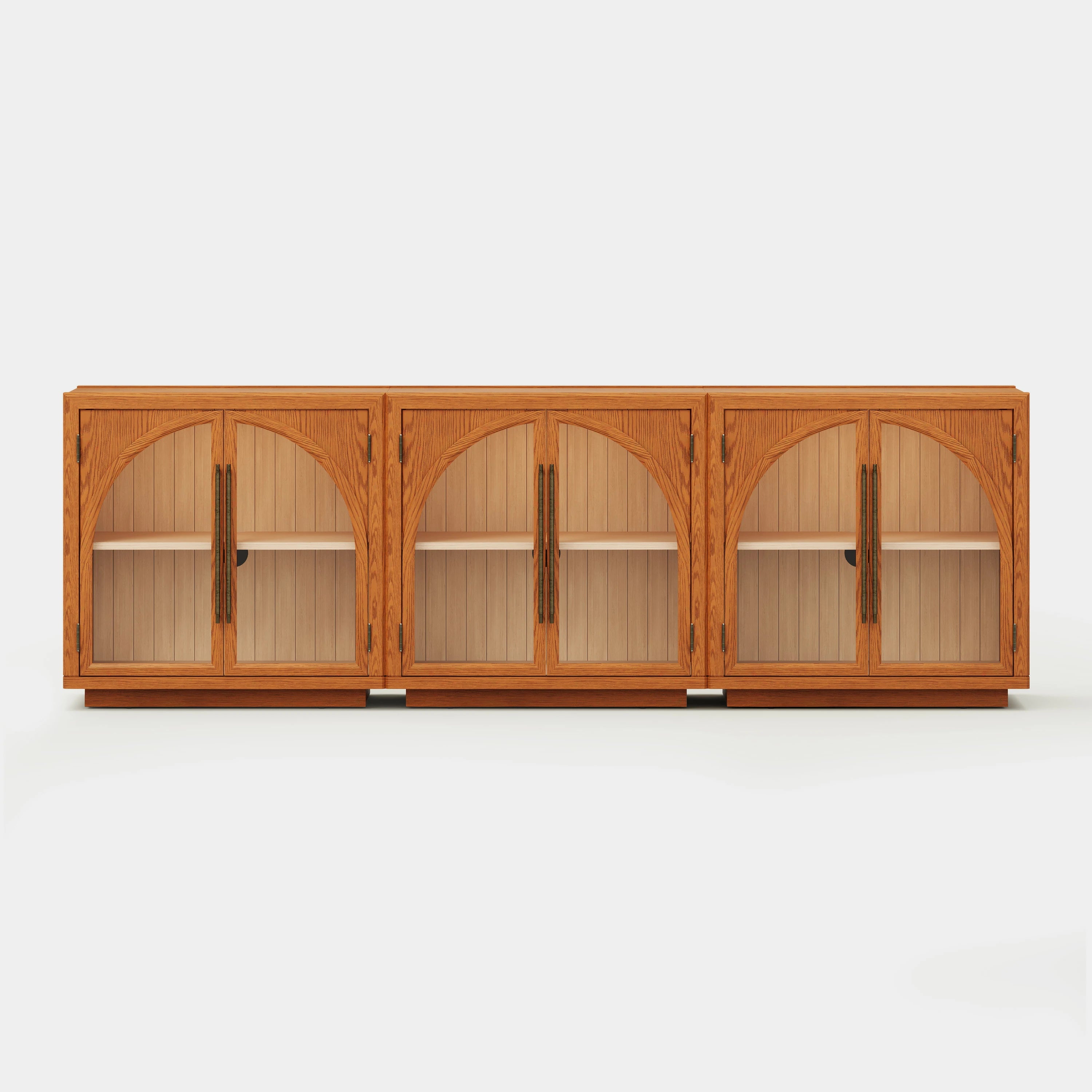 Alvar Arched 95″ Oak Media Console(Set of 3)