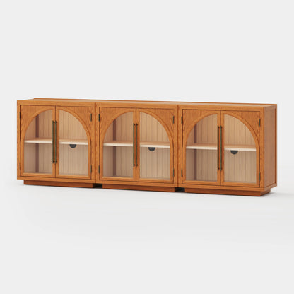 Alvar Arched 95″ Oak Media Console(Set of 3)