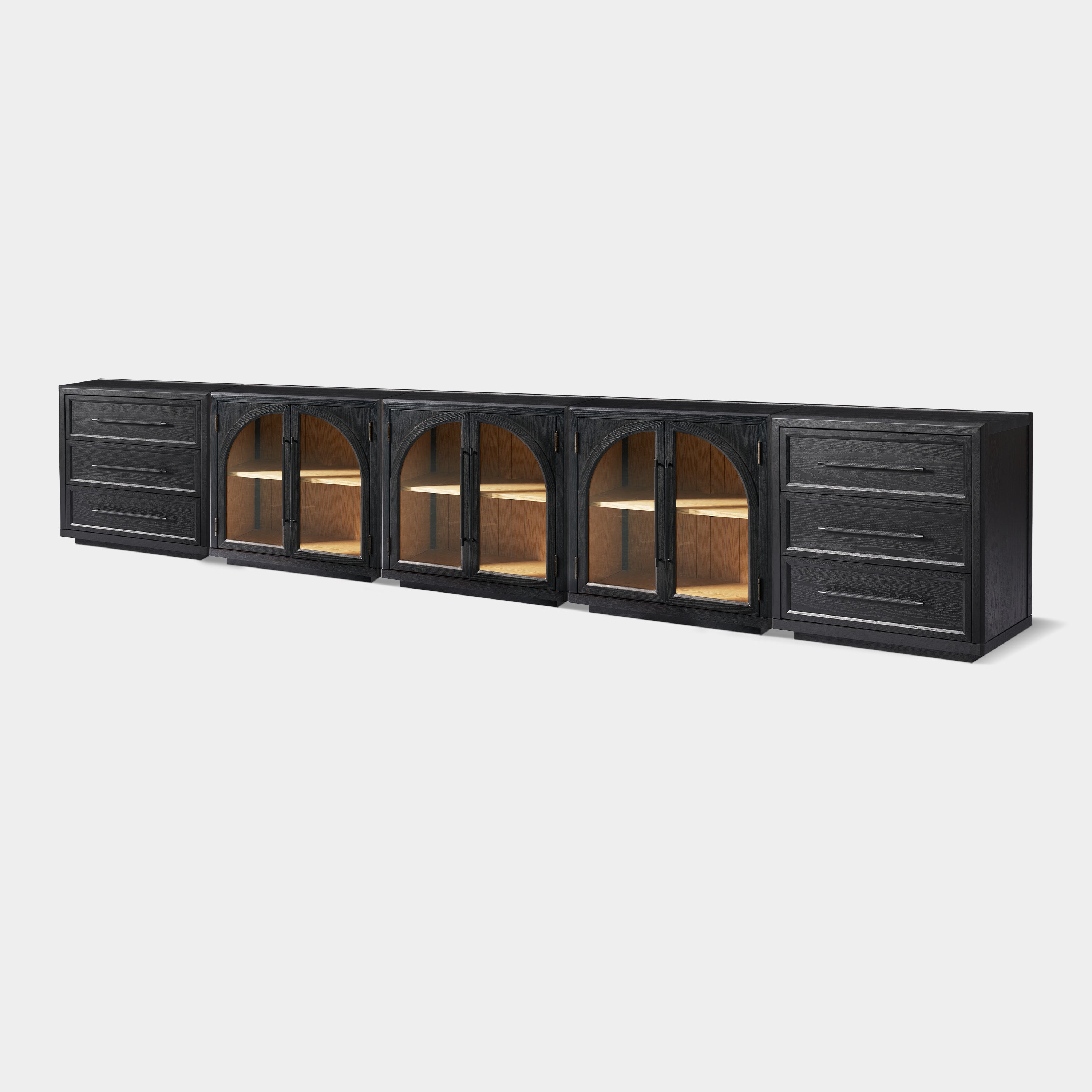 Alvar Arched 157.5″ Oak Modular Media Console(Set of 5)
