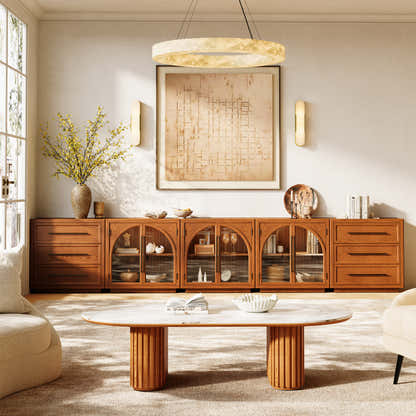 Alvar Arched 157.5″ Oak Modular Media Console(Set of 5)