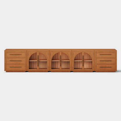 Alvar Arched 157.5″ Oak Modular Media Console(Set of 5)