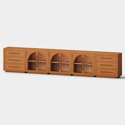 Alvar Arched 157.5″ Oak Modular Media Console(Set of 5)