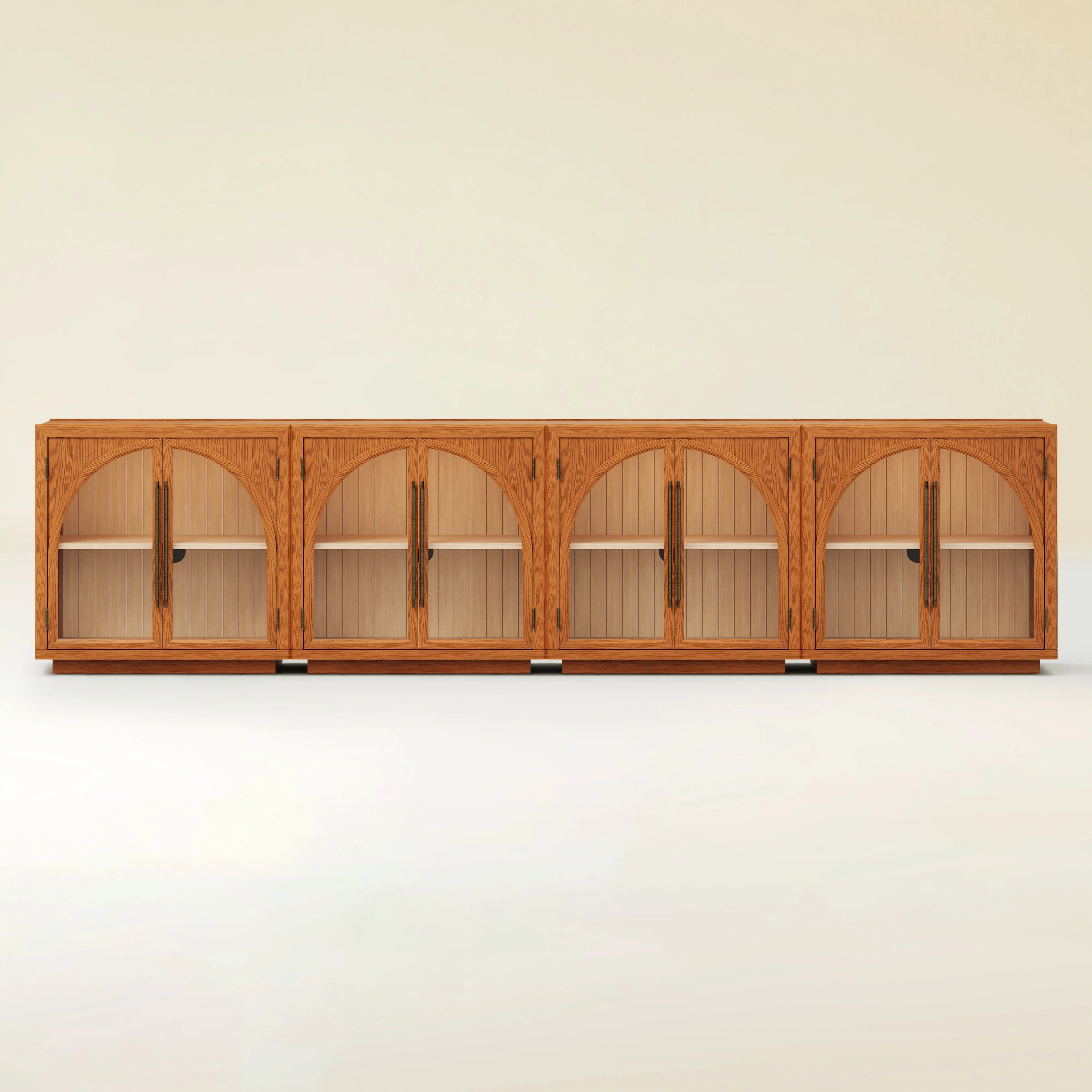 Alvar Arched 126″ Oak Media Console(Set of 4)