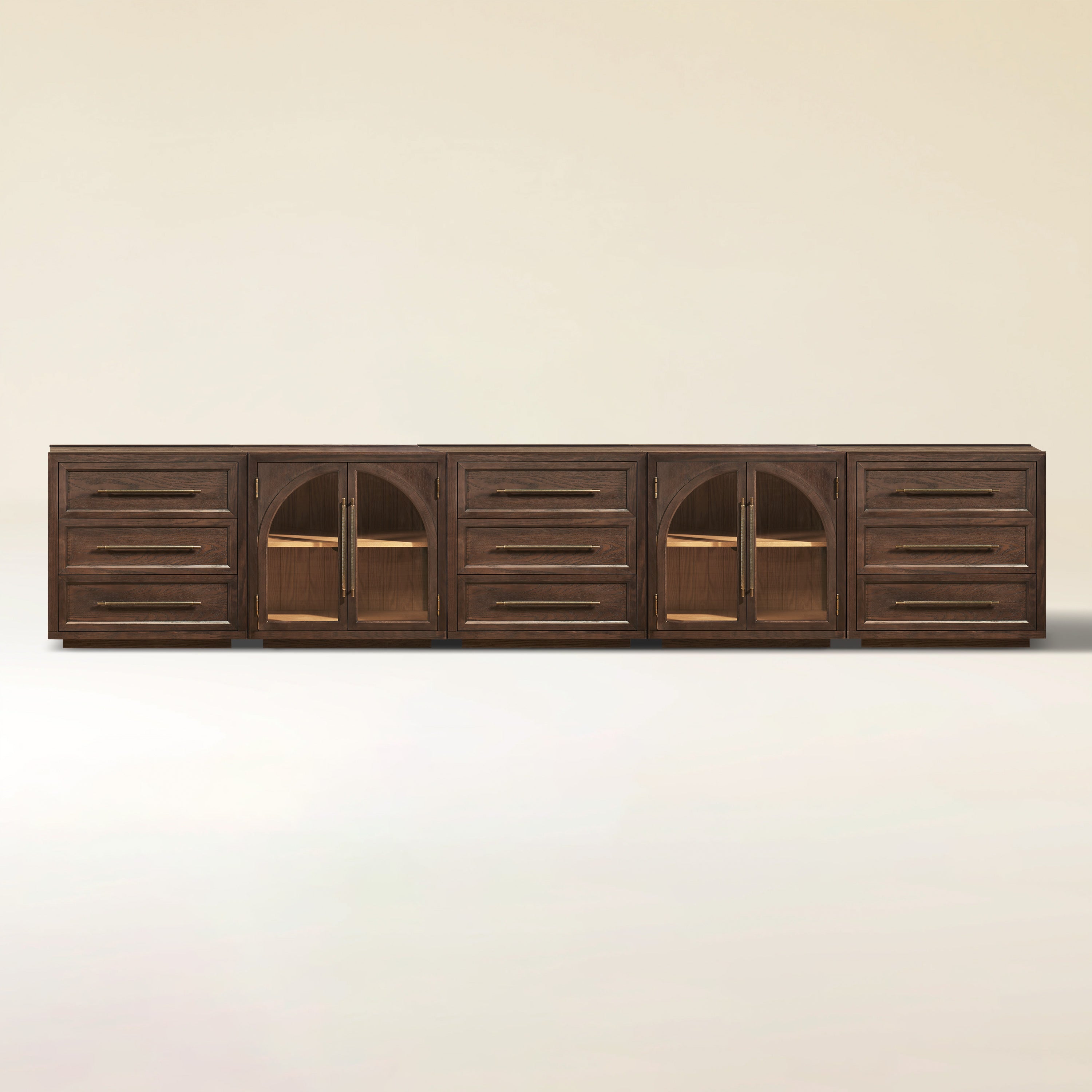 Alvar Arched 157.5″ Oak Modular Media Console(Set of 5)
