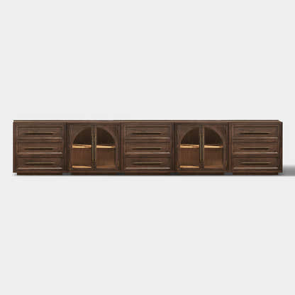 Alvar Arched 157.5″ Oak Modular Media Console(Set of 5)