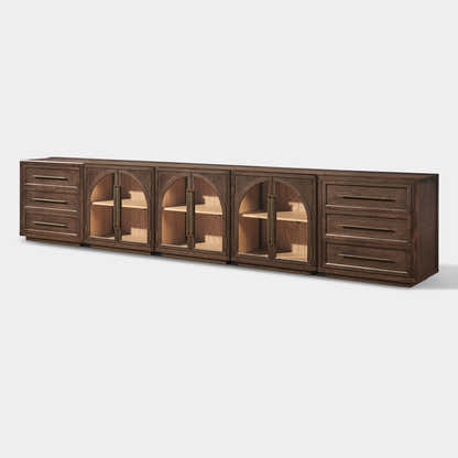 Alvar Arched 157.5″ Oak Modular Media Console(Set of 5)