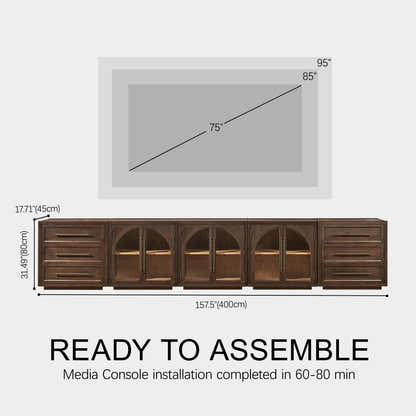 Alvar Arched 157.5″ Oak Modular Media Console(Set of 5)