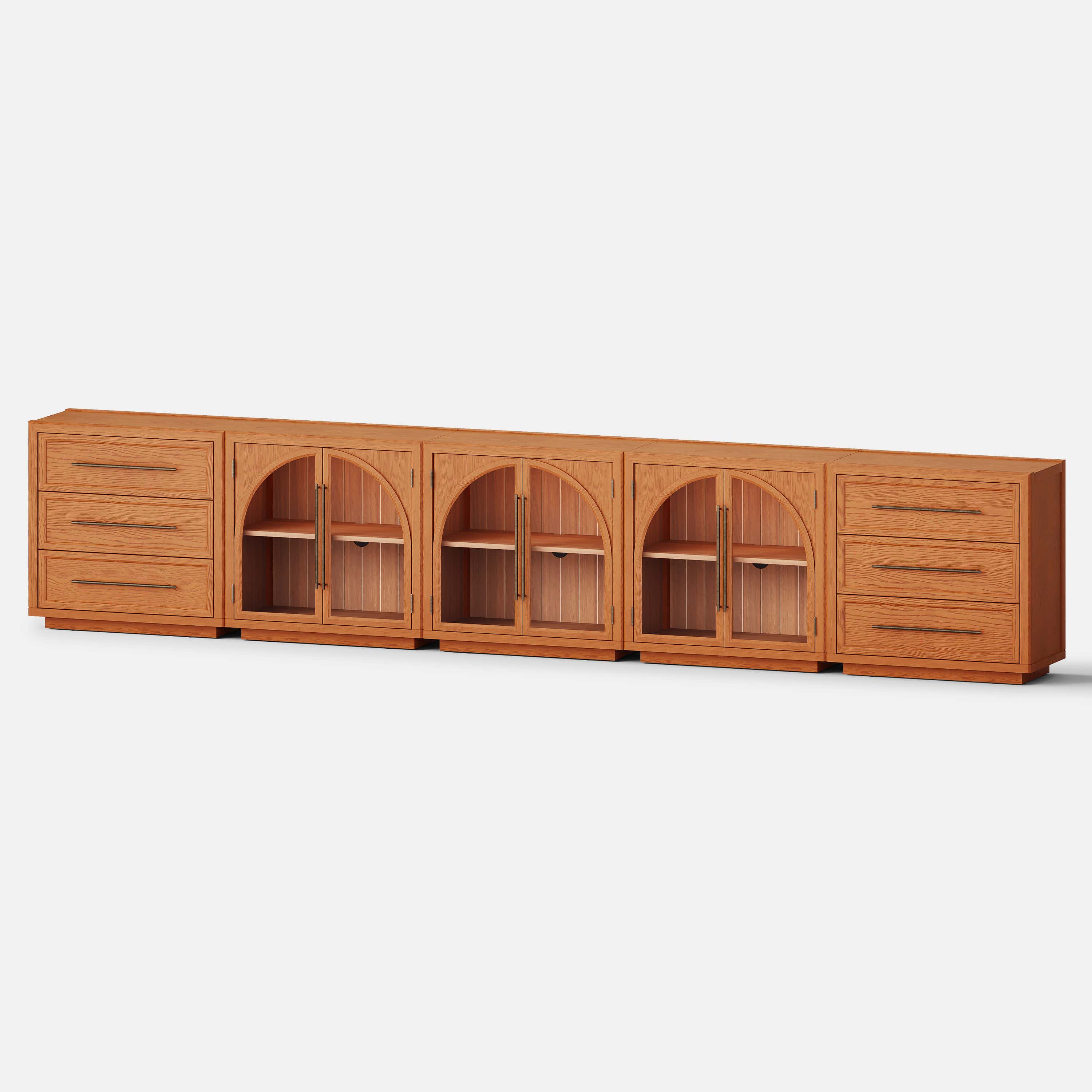 Alvar Arched 157.5″ Oak Modular Media Console(Set of 5)