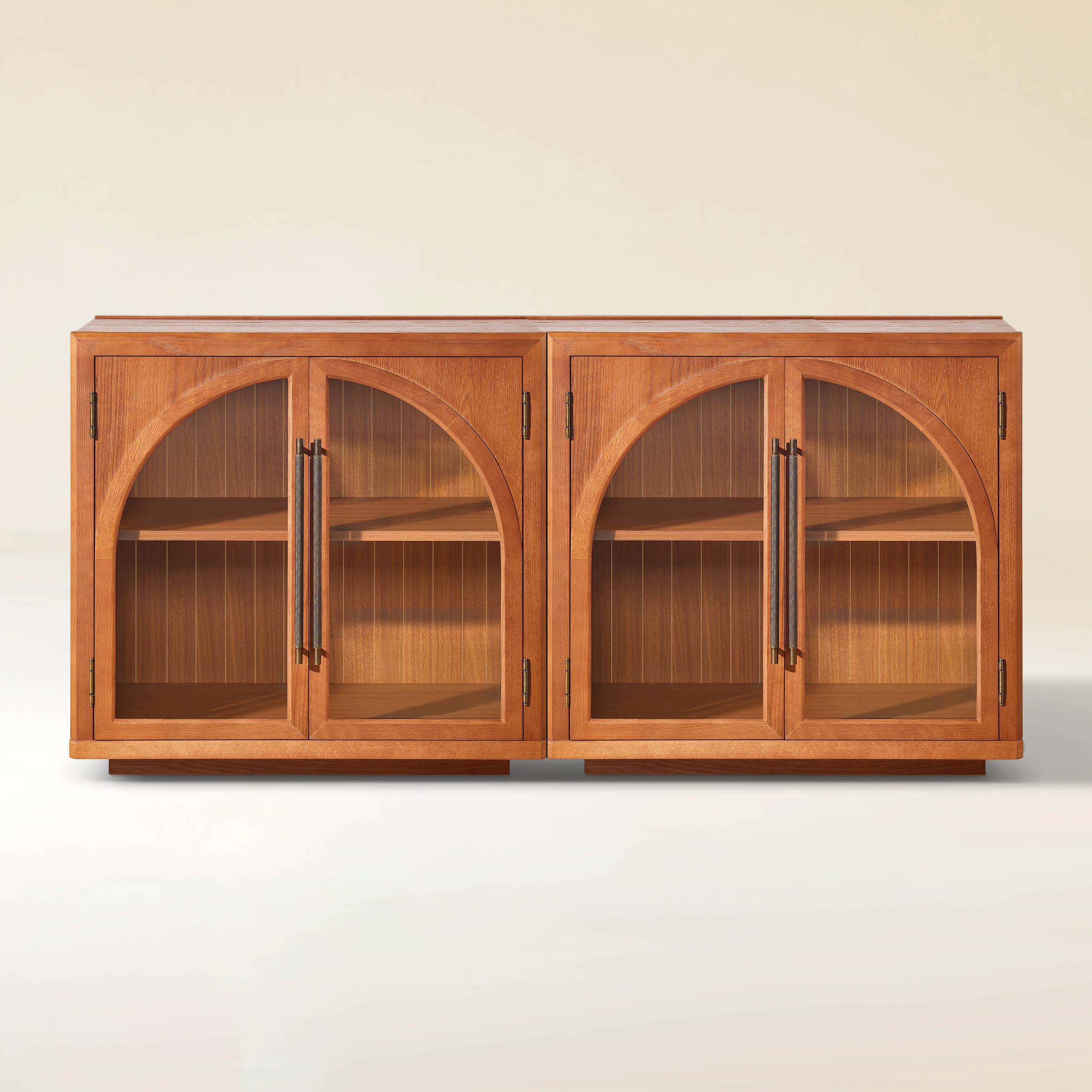 Alvar Arched 63″ Oak Media Console(Set of 2)