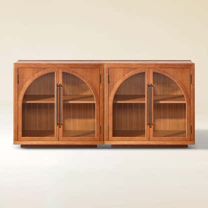 Alvar Arched 63″ Oak Media Console(Set of 2)