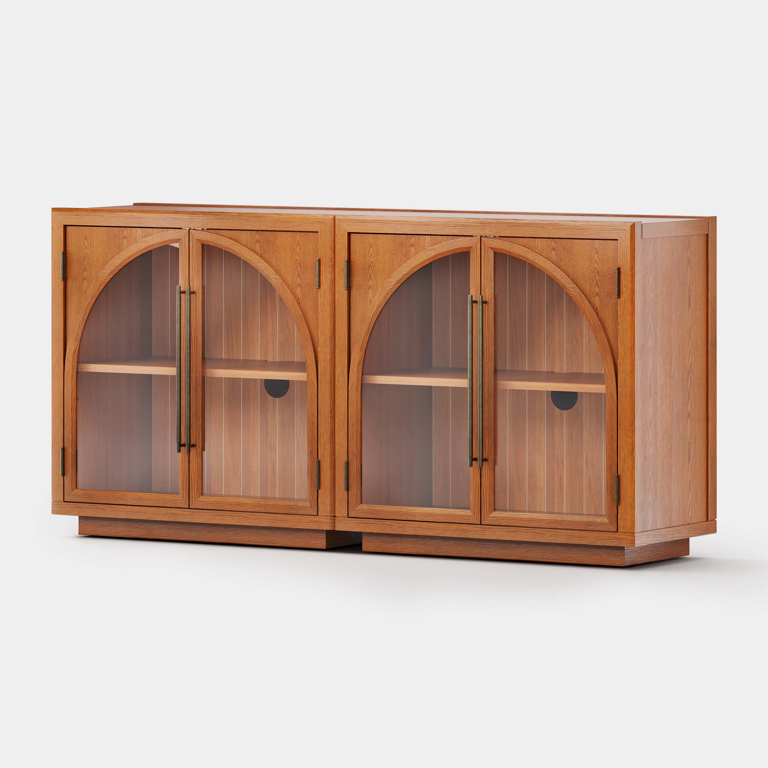 Alvar Arched 63″ Oak Media Console(Set of 2)