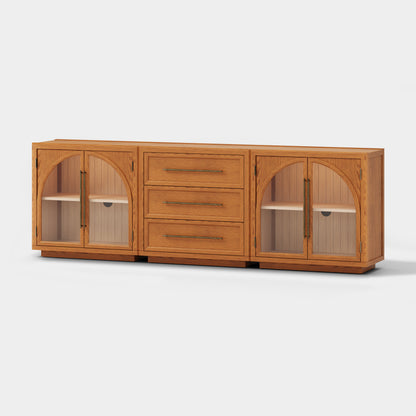 Alvar Arched 94.5″ Oak Modular Media Console(Set of 3)