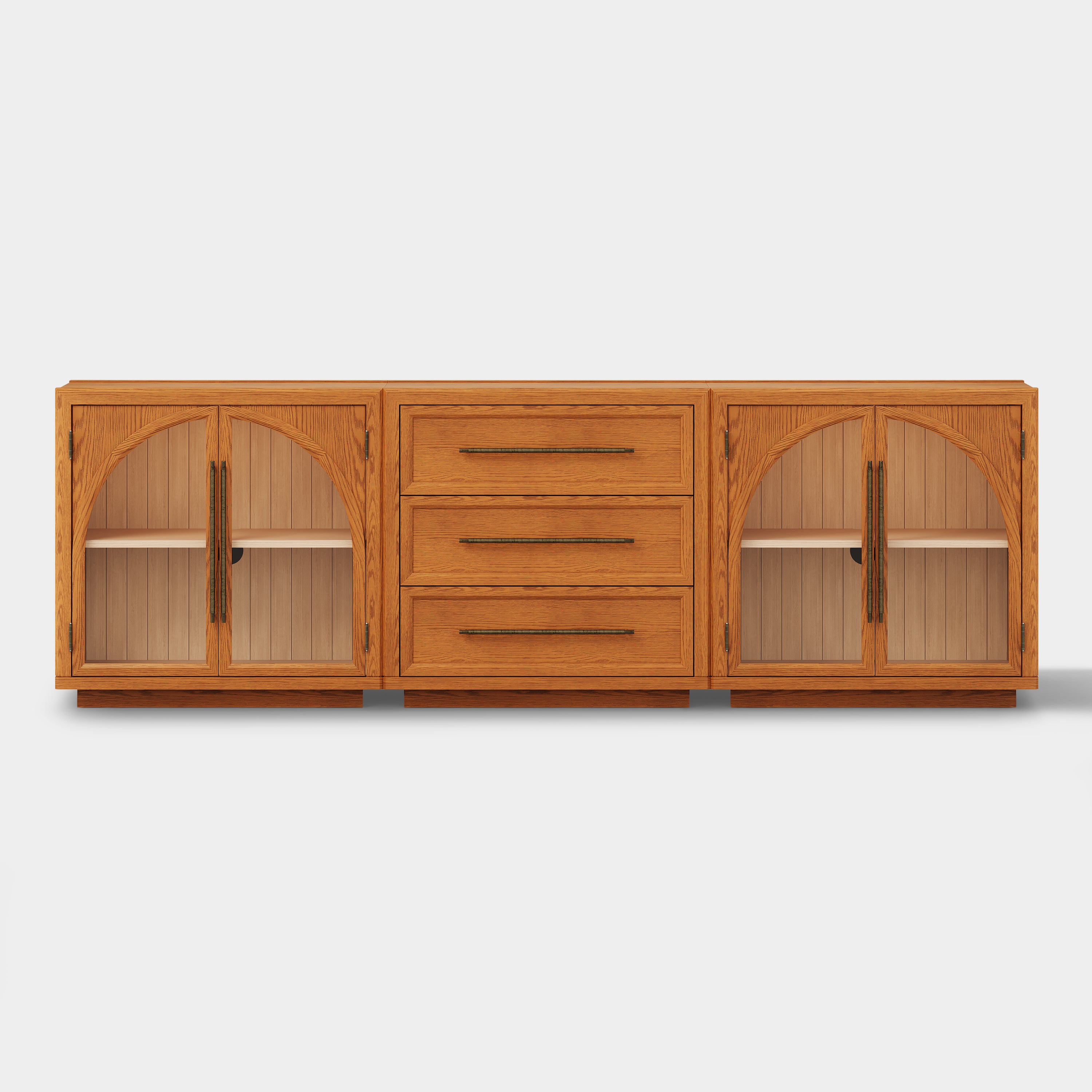 Alvar Arched 94.5″ Oak Modular Media Console(Set of 3)