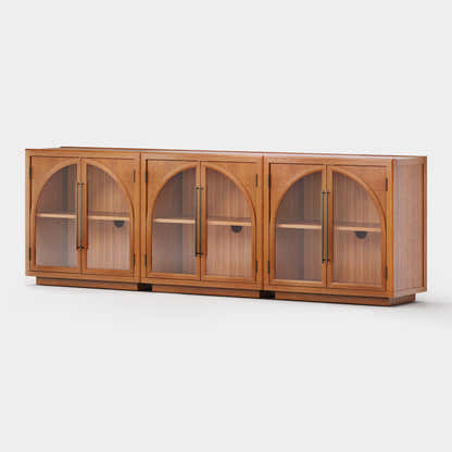 Alvar Arched 95″ Oak Media Console(Set of 3)