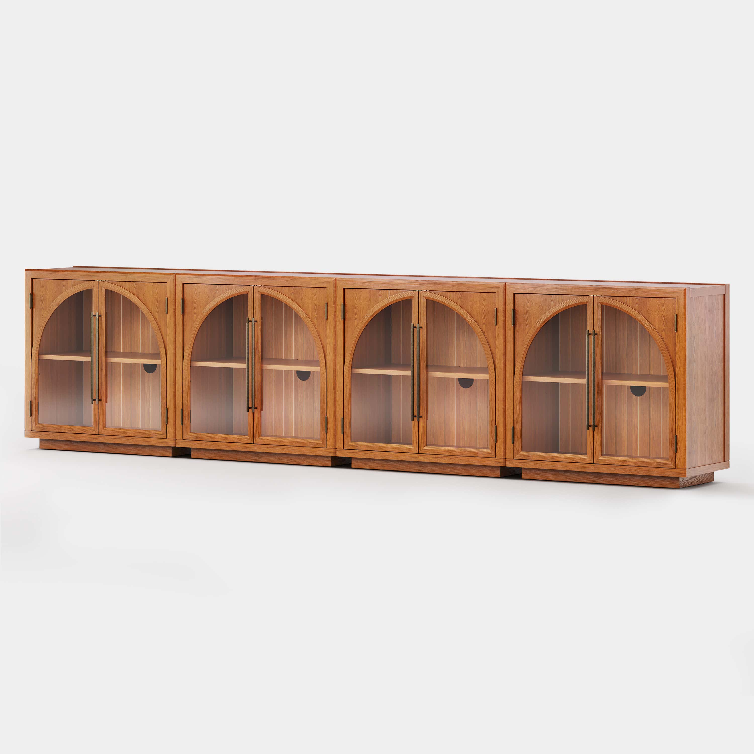 Alvar Arched 126″ Oak Media Console(Set of 4)