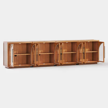 Alvar Arched 126″ Oak Media Console(Set of 4)