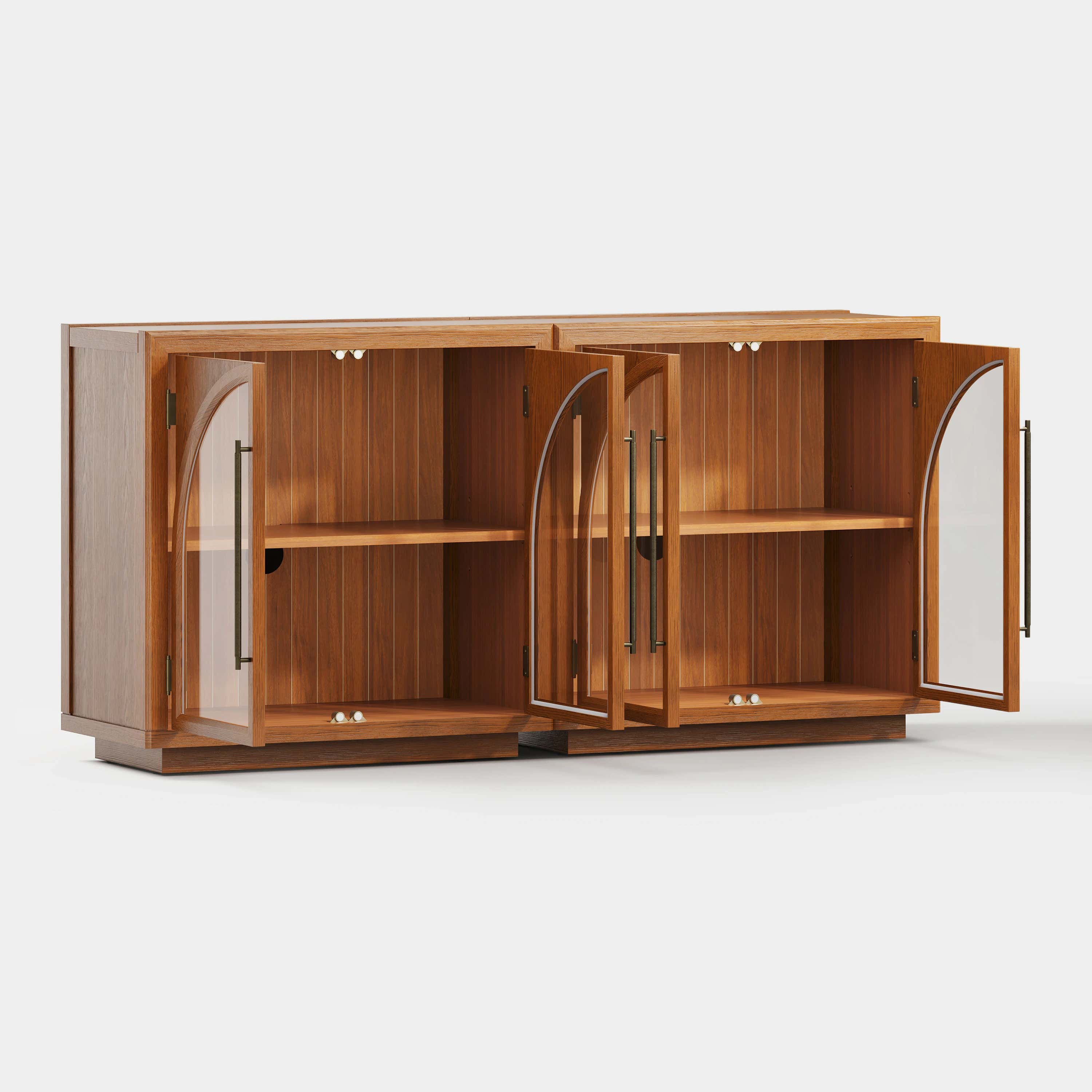 Alvar Arched 63″ Oak Media Console(Set of 2)