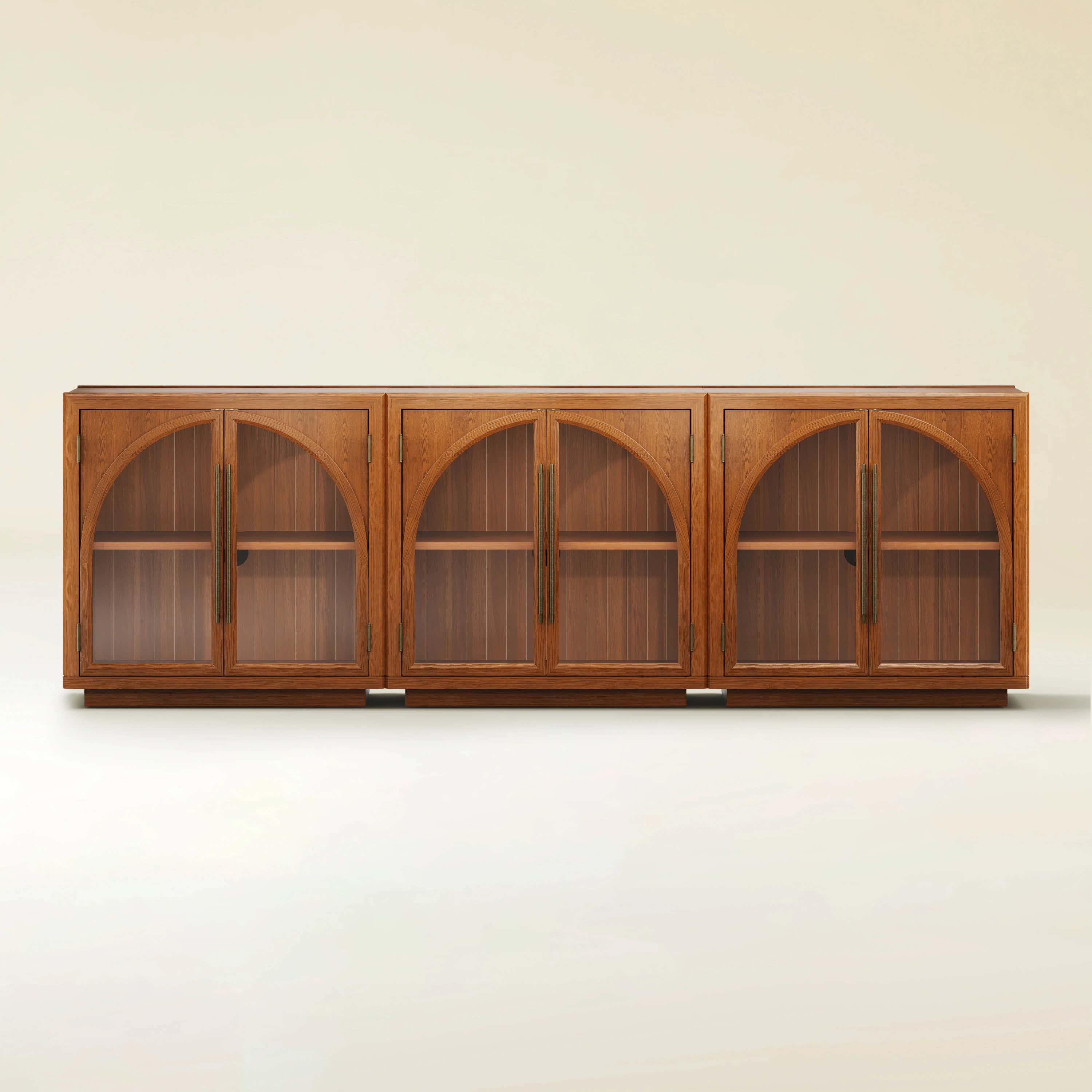 Alvar Arched 95″ Oak Media Console(Set of 3)