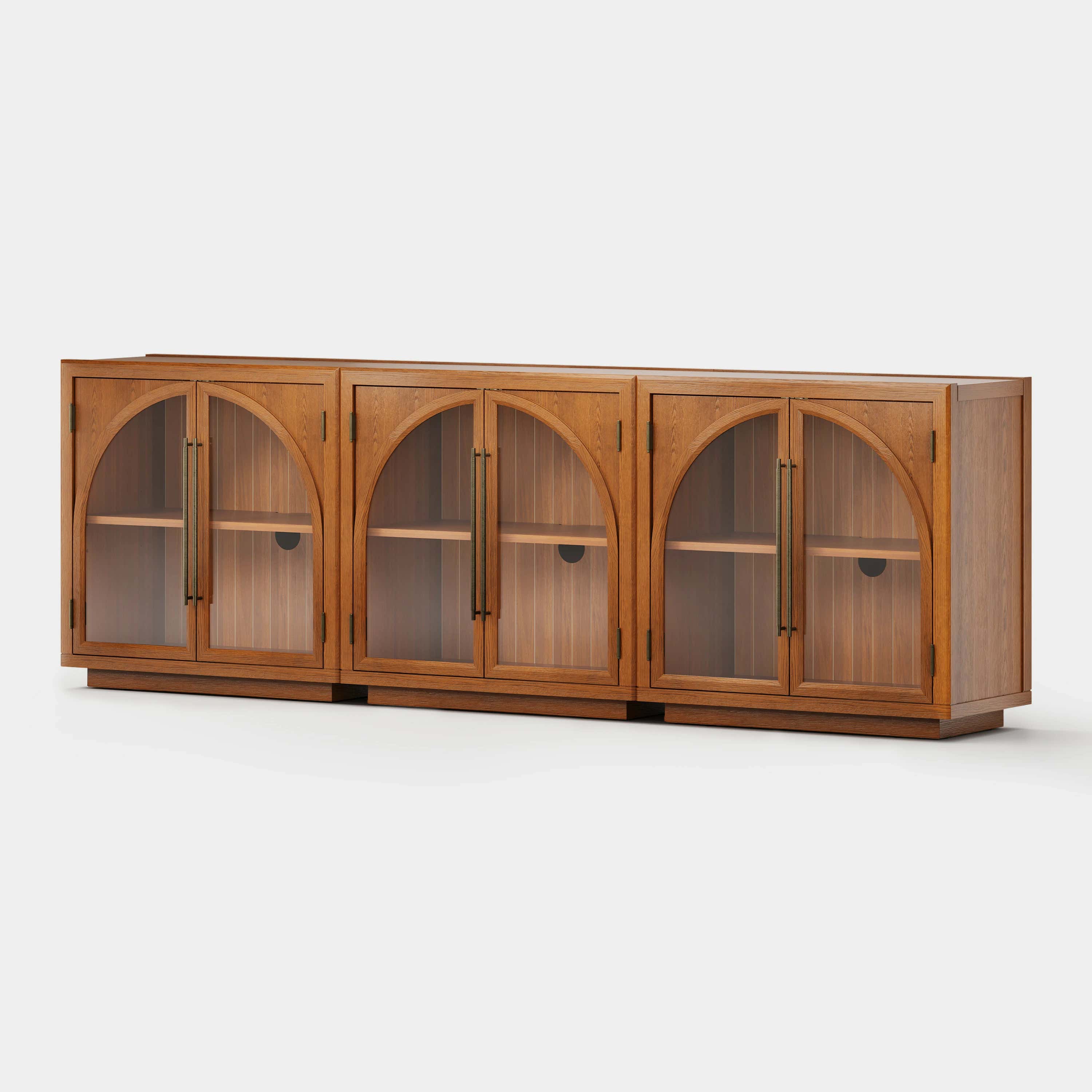 Alvar Arched 95″ Oak Media Console(Set of 3)