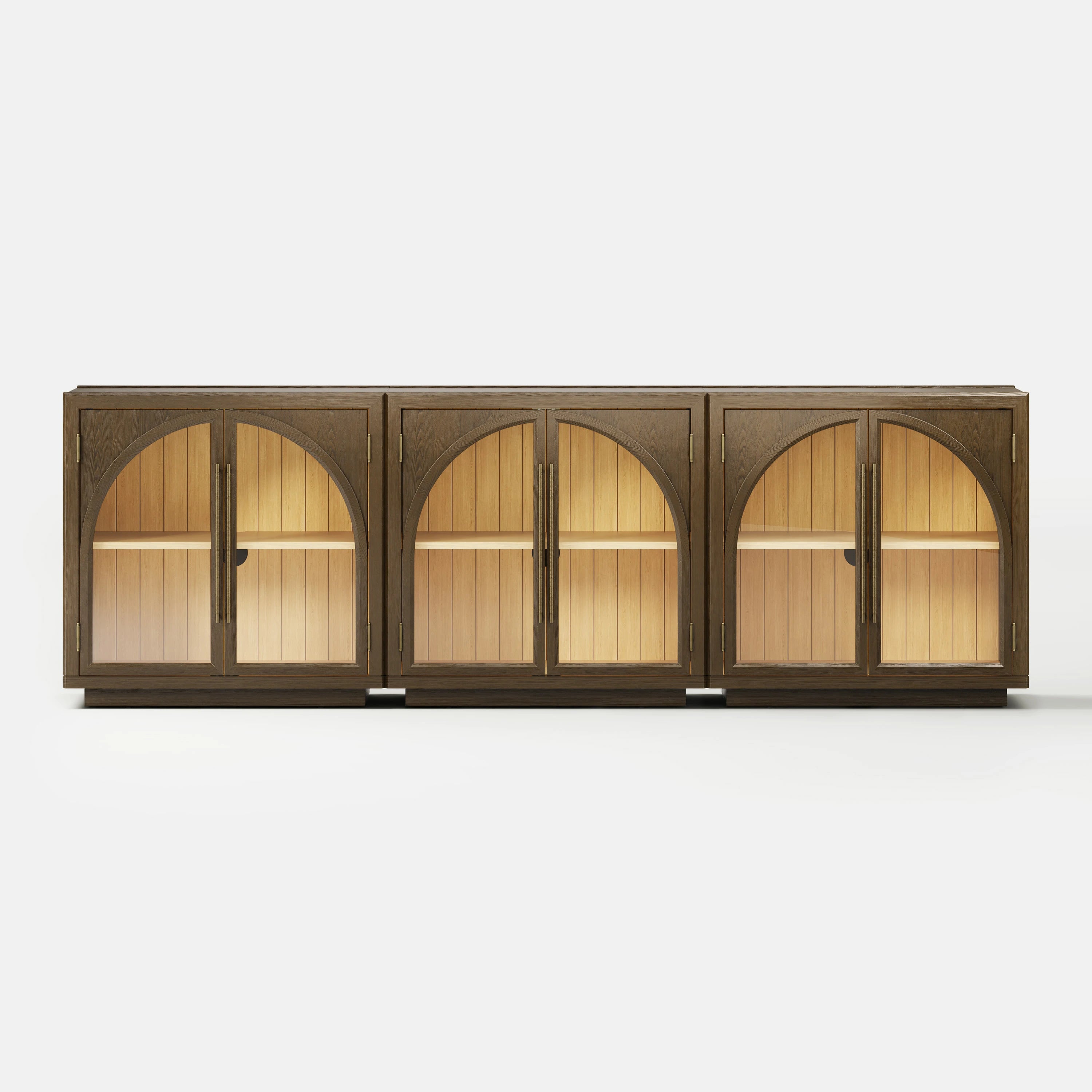 Alvar Arched 95″ Oak Media Console(Set of 3)