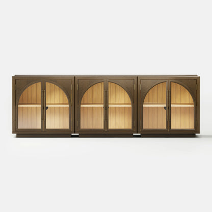 Alvar Arched 95″ Oak Media Console(Set of 3)