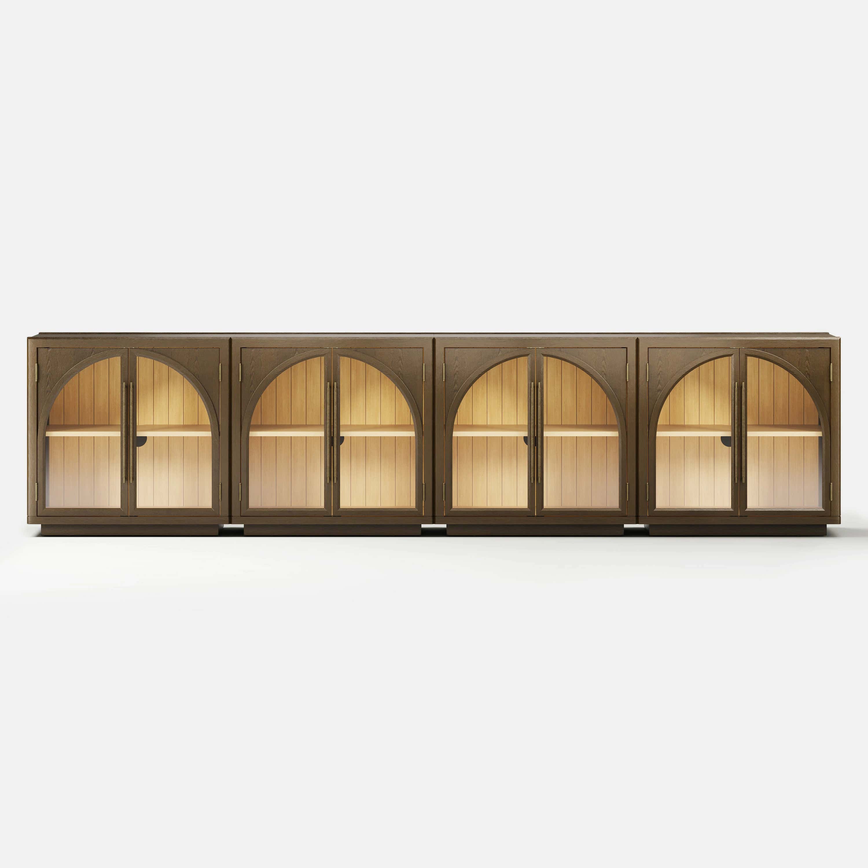 Alvar Arched 126″ Oak Media Console(Set of 4)