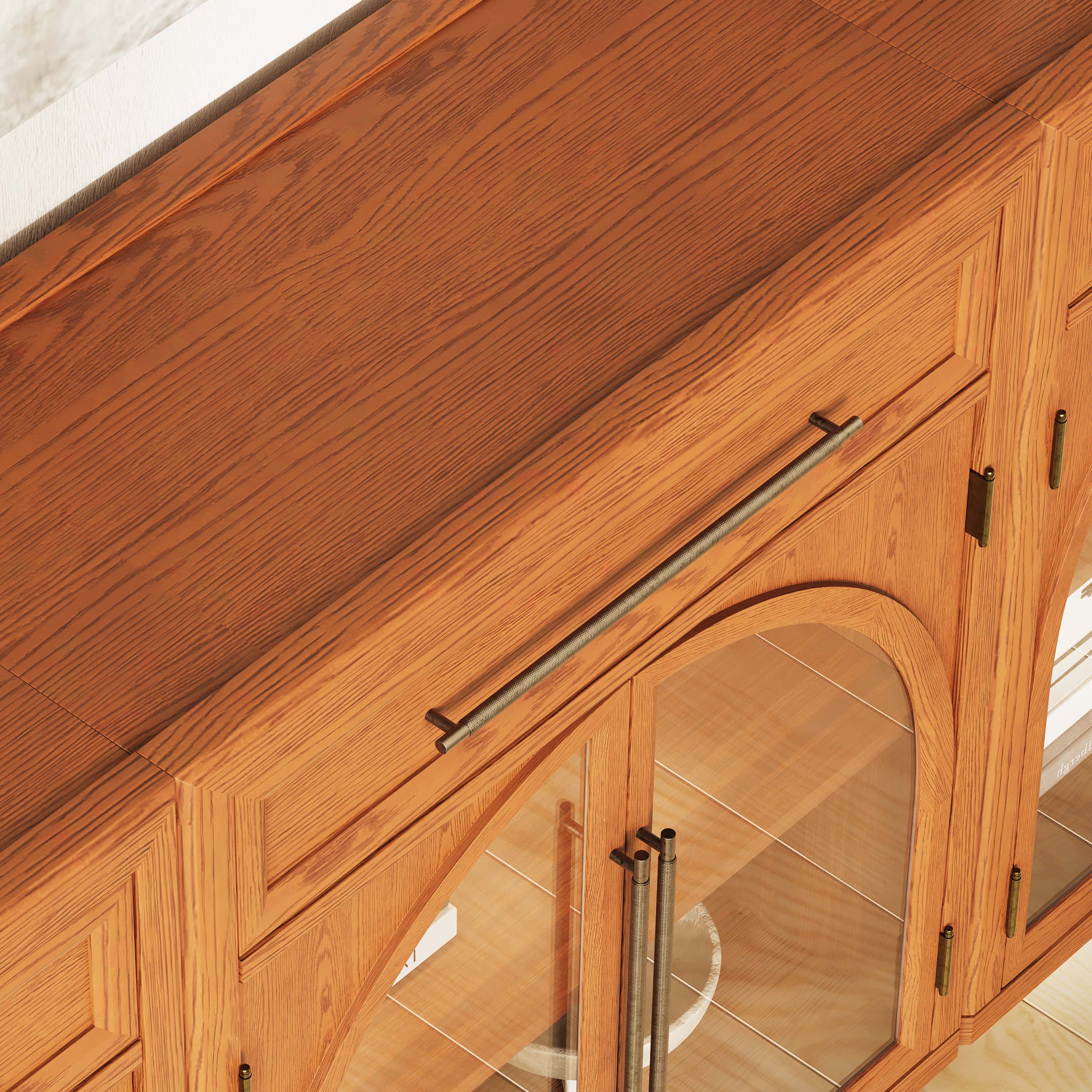 Alvar Arched 94.5" Oak Sideboard with Drawers(Set of 3)