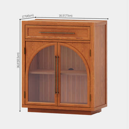 Alvar Arched 30" Oak Storage Cabinet with Drawers