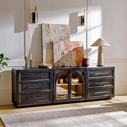 Alvar Arched 94.5″ Oak Modular Media Console(Set of 3)