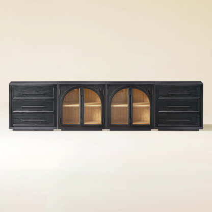 Alvar Arched 126″ Oak Modular Media Console(Set of 4)