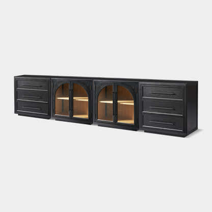 Alvar Arched 126″ Oak Modular Media Console(Set of 4)