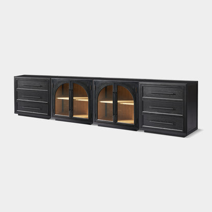 Alvar Arched 126″ Oak Modular Media Console(Set of 4)