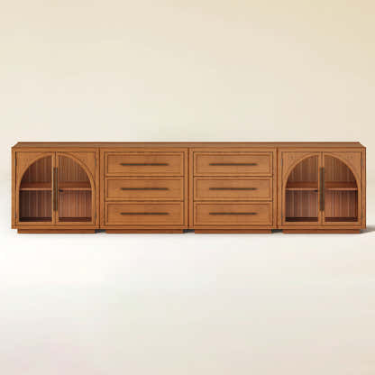 Alvar Arched 126″ Oak Modular Media Console(Set of 4)