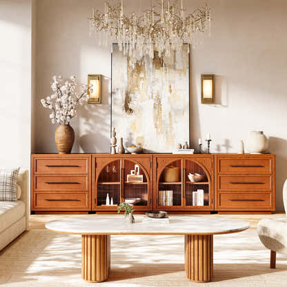 Alvar Arched 126″ Oak Modular Media Console(Set of 4)