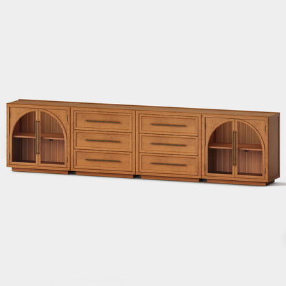Alvar Arched 126″ Oak Modular Media Console(Set of 4)