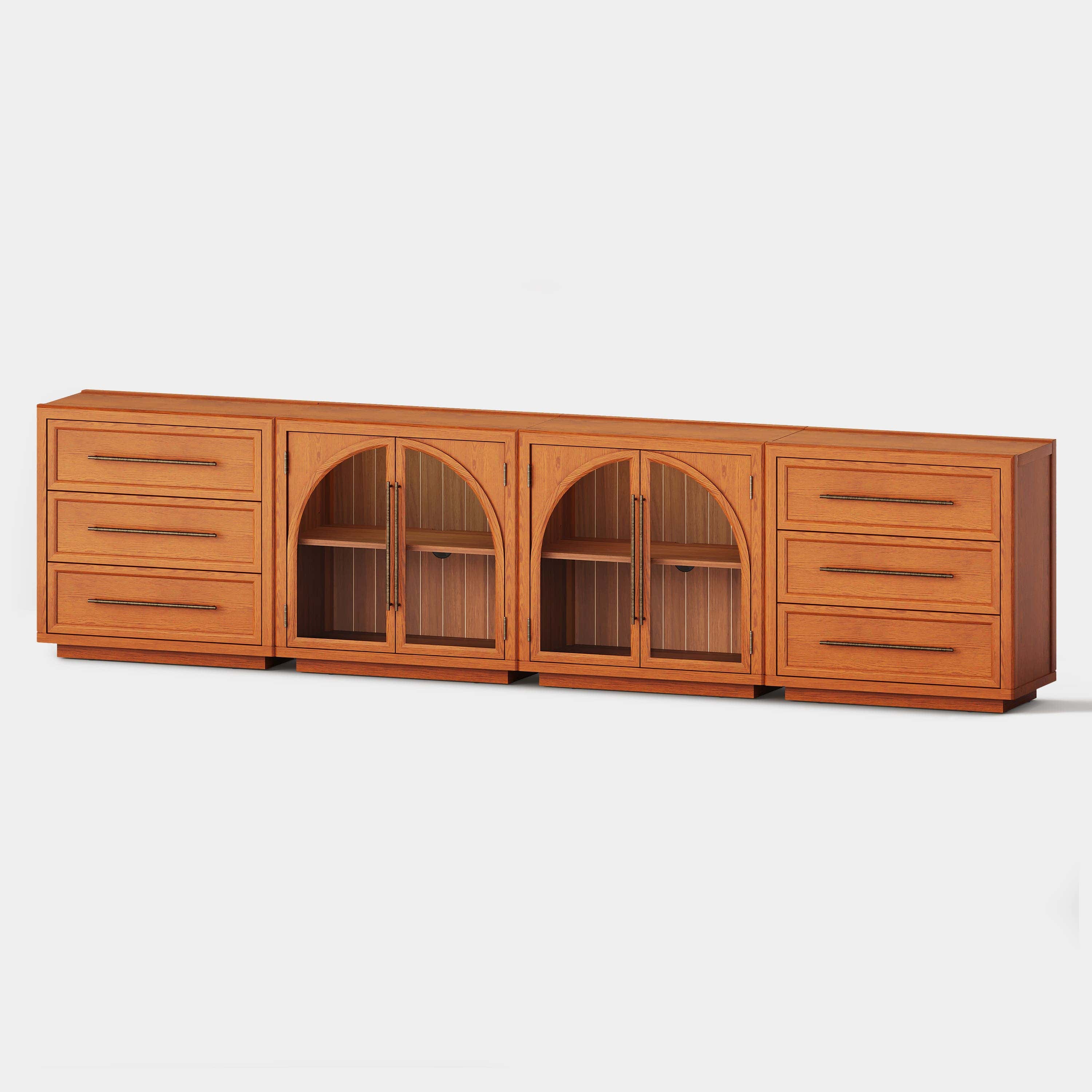 Alvar Arched 126″ Oak Modular Media Console(Set of 4)