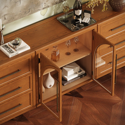 Alvar Arched 94.5″ Oak Modular Media Console(Set of 3)