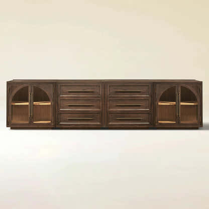 Alvar Arched 126″ Oak Modular Media Console(Set of 4)
